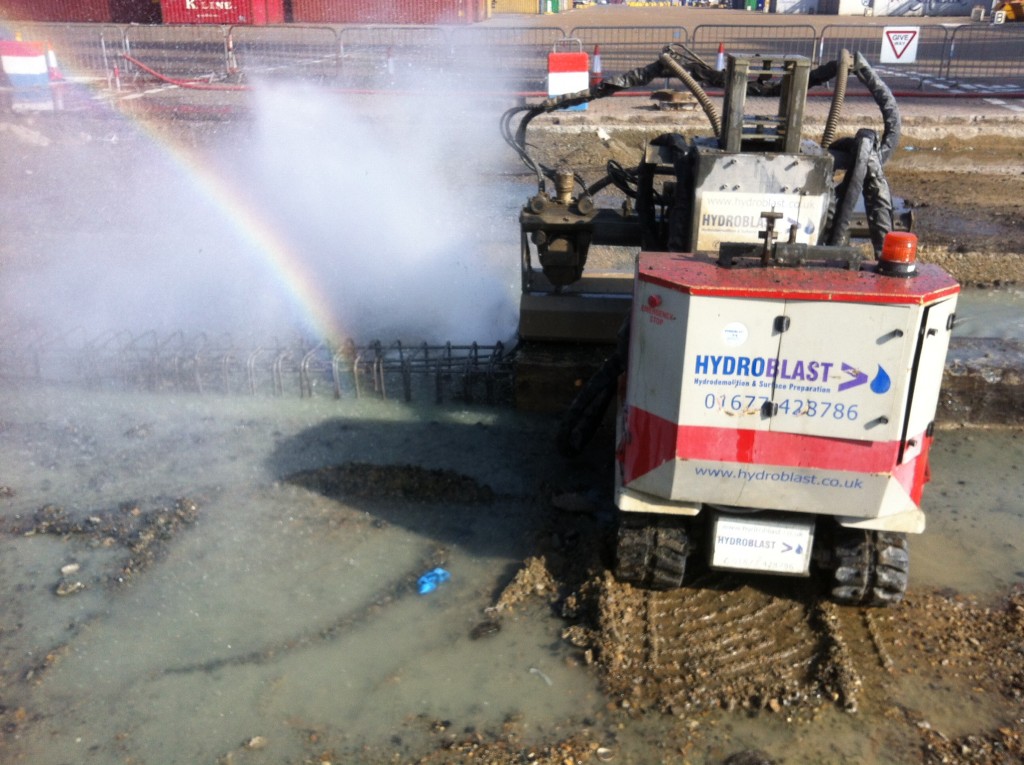 The water does not damage the re bar's - or even the pot of gold ! hydroblast