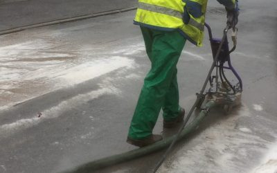 Cleaning Up Emergency Oil Spill On Highway